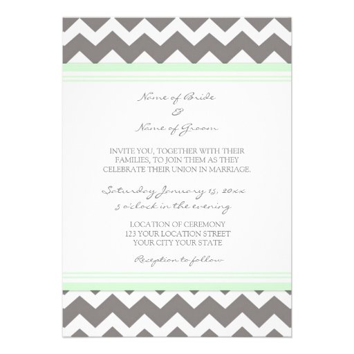 Photo Wedding Invitations Grey Mint Chevron