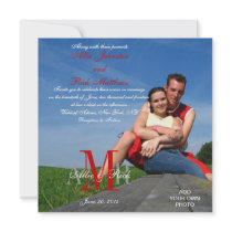 Photo Wedding Invitations Monograms Red White