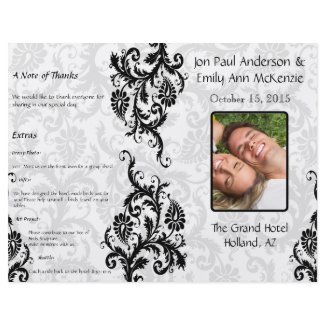 Photo Wedding Program Black Damask flyer