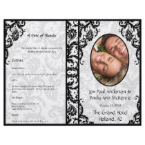 Photo Wedding Program Black Damask Custom Flyer