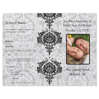 Photo Wedding Program Black Damask flyer
