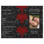 Photo Wedding Program Black Grey & Red Damask Flyer Design