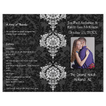 Photo Wedding Program Black Grey & White Damask Full Color Flyer