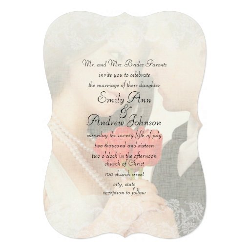 Photo Wedding Vintage Damask Invitations