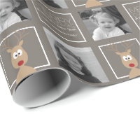 Photo with Cartoon Reindeer with Merry Christmas Wrapping Paper