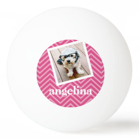 Photo with Hot Pink Chevron Pattern Custom Name Ping-Pong Ball