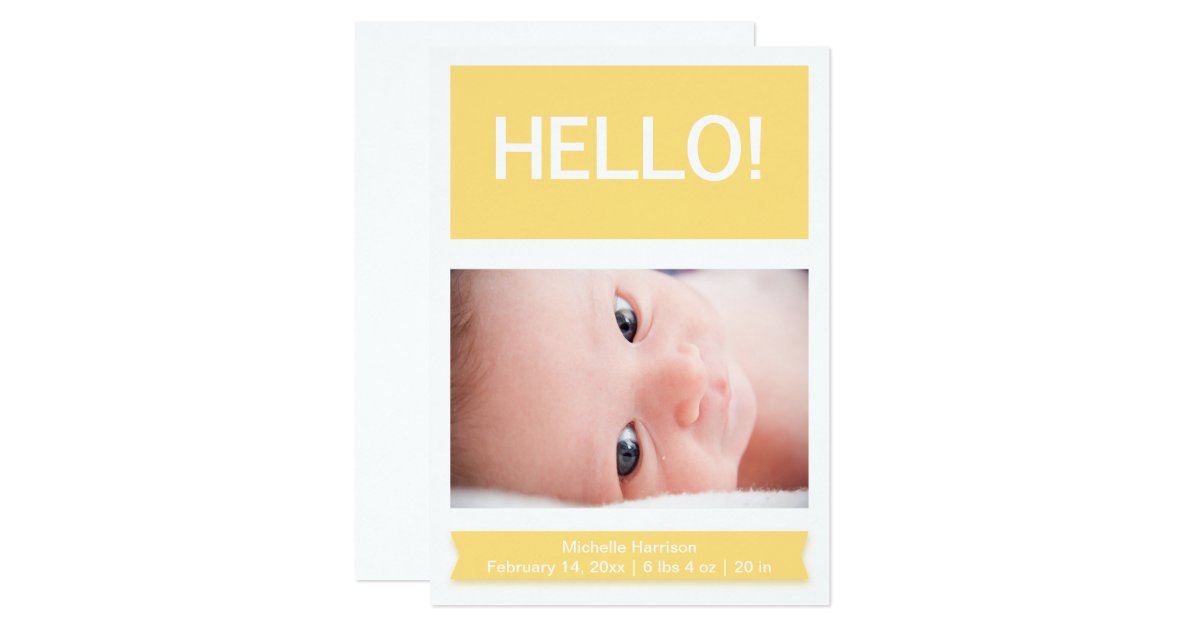 Photo Yellow Birth Announcement Zazzle