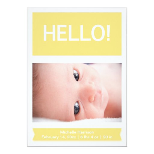 Photo Yellow Birth Announcement Zazzle