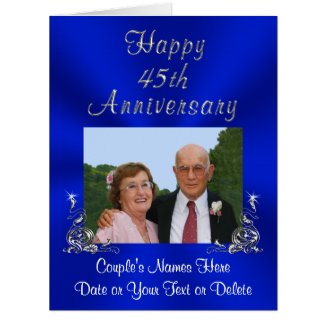 PHOTO, Your TEXT Sapphire Wedding Anniversary Card