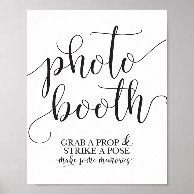 Photobooth Wedding Sign Grab A Prop Strike A Pose Poster Zazzle