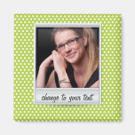 Photoframe polaroid en blanco y polkadot de la cal imanes de nevera