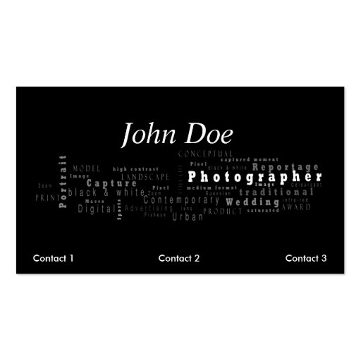 Photographer Black business card (front side)