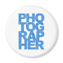 Photographer - Blue Text Fridge Magnets