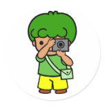 photographer boy round sticker