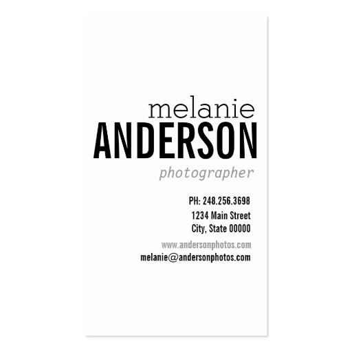 Photographer | Business Card Business Card Templates (back side)
