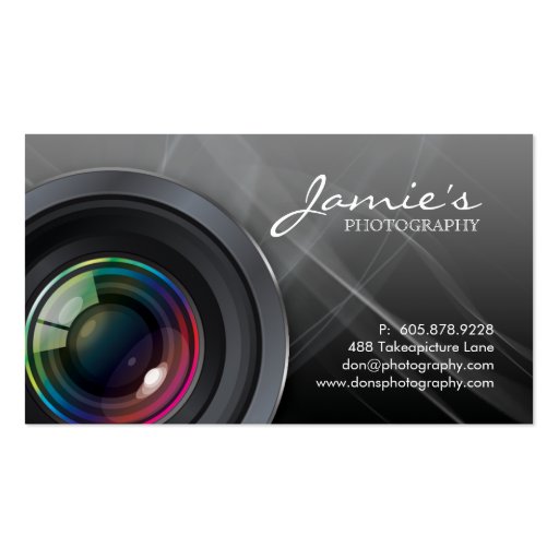 Photographer Business Card Modern Black (front side)