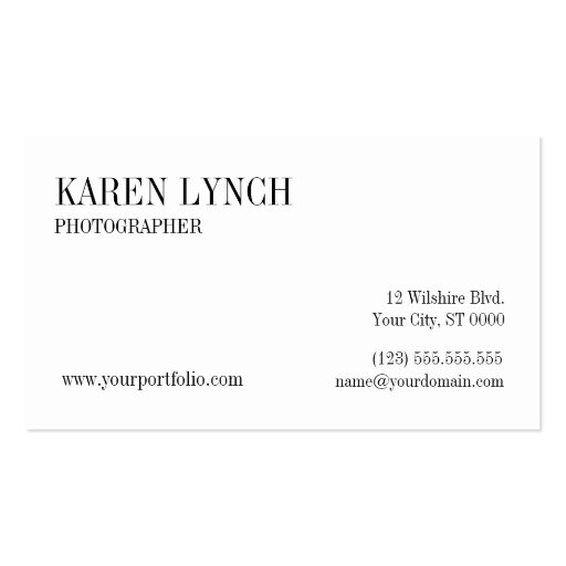 Photographer Business Card Templates (back side)