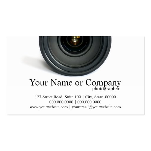 Photographer Camera Lens Business Cards (front side)