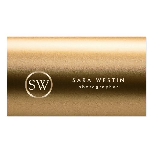 Photographer Gold Texture Monogram Business Card (front side)