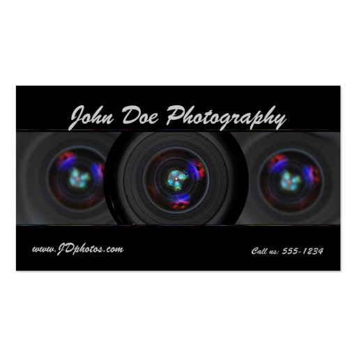 Photographer lens business card (front side)
