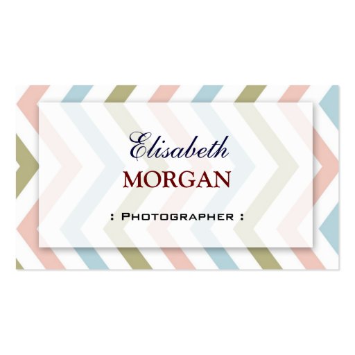 Photographer - Natural Graceful Chevron Business Card (front side)