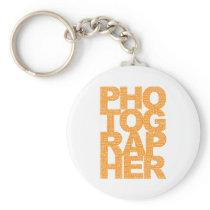 Photographer - Orange Text Keychains