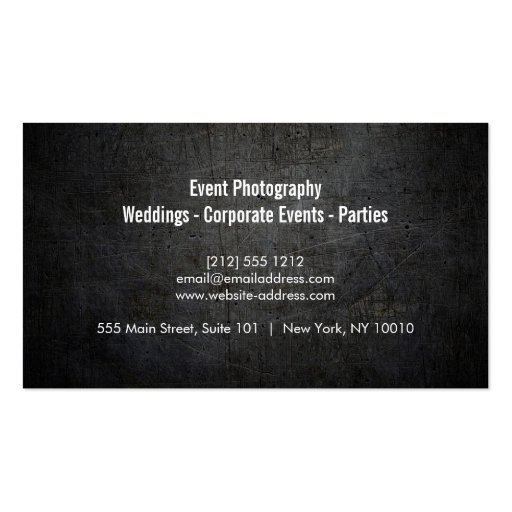 Photographer Photography Camera Lens Business Card (back side)