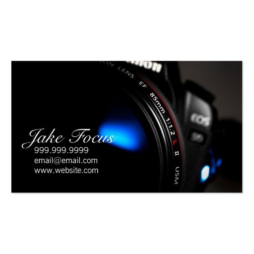 Photographer Photography Camera Lens Portrait Business Card Templates (back side)