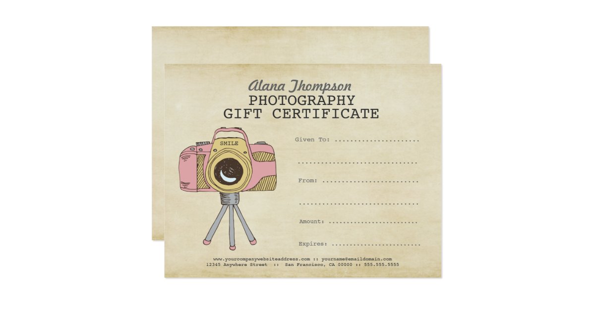 Photographer Photography Gift Certificate Template Card Zazzle Photography Gift Certificate Template