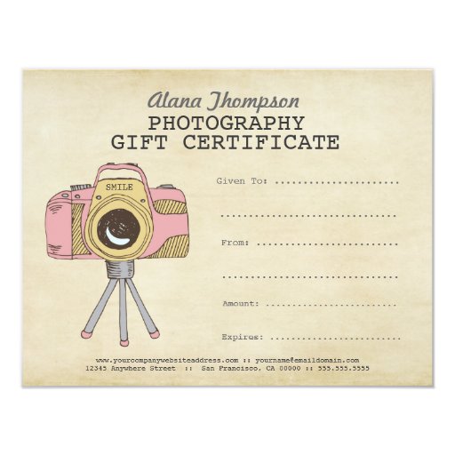 photographer photography gift certificate template card photography gift certificate template word