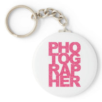 Photographer - Pink Text Keychain