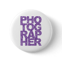 Photographer - Purple Text Pinback Buttons