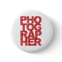 Photographer - Red Text Pinback Buttons