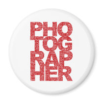 Photographer - Red Text Refrigerator Magnets
