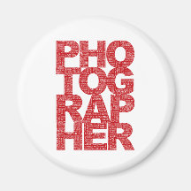 Photographer - Red Text Refrigerator Magnet