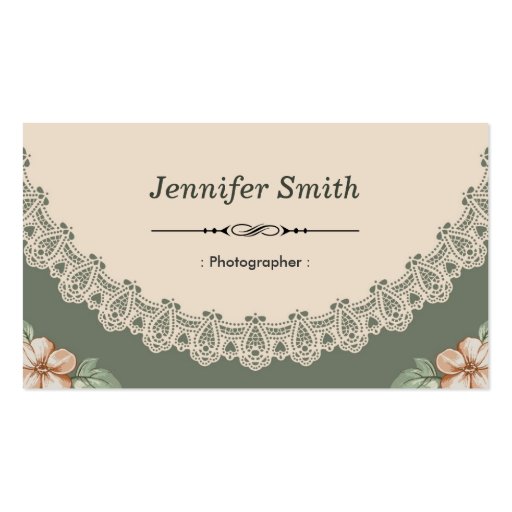 Photographer - Vintage Chic Floral Business Cards (front side)