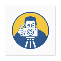 Photographer With Camera Retro Stretched Canvas Prints
