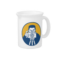 Photographer With Camera Retro Drink Pitchers