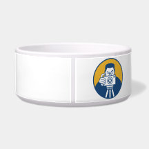 Photographer With Camera Retro Pet Bowls