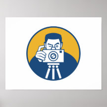 Photographer With Camera Retro Posters