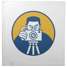 Photographer With Camera Retro Printed Napkin