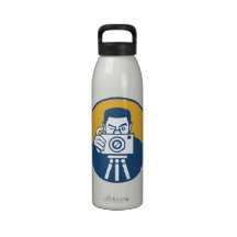 Photographer With Camera Retro Reusable Water Bottle