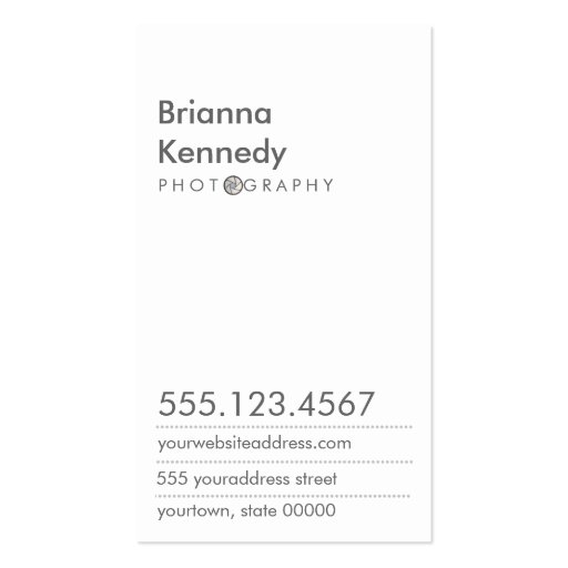 Photographers Business Card (front side)