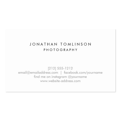Photographers Modern and Minimal Frame White Business Card (back side)