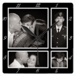 Photographic Collage Four Modern Family Decor Square Wall Clock