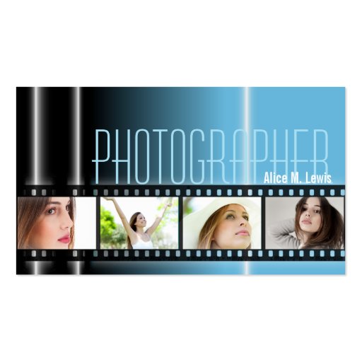 Photography 35mm Film Photo Business Card Blue