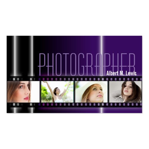 Photography 35mm Film Photo Business Card Purple