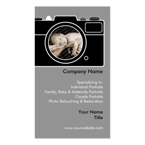 Photography Business Card - Black, Gray & White (front side)