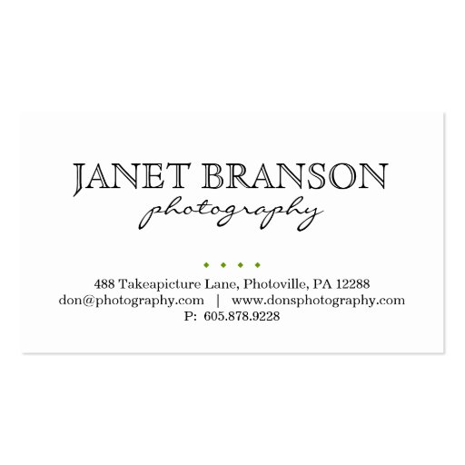 Photography Business Card Rock Stone (back side)