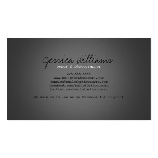 Photography Business Card Templates (back side)